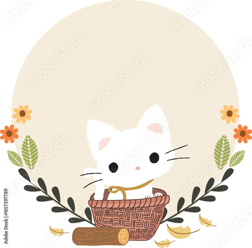 cute cat frame illustration vector.eps