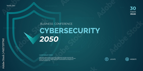 Modern Business conference Cyber security invitation poster template. Abstract geometric background with space for your text. Ideal for web banner, poster, flyer, social media