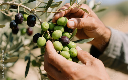 Olive Harvest in Middle Eastern Farm