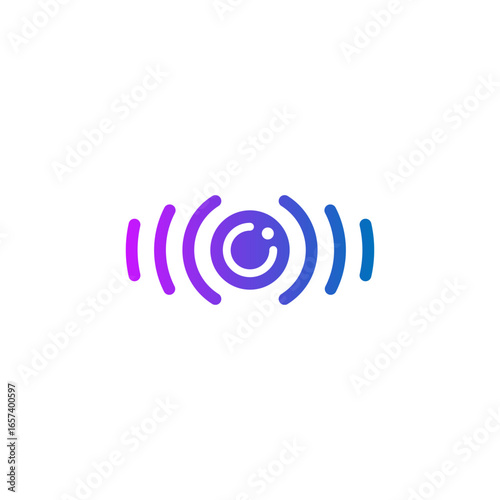 Modern logo combining an eye and a sound wave symbol with a vibrant gradient. Perfect for a tech startup, media app, podcast, or streaming service that focuses on vision and audio.