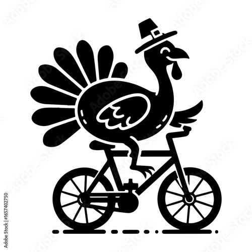  thanksgiving character mascot of a turkey riding a bicycle