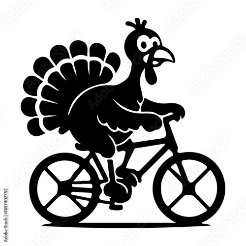 Turkey riding bicycle illustration
