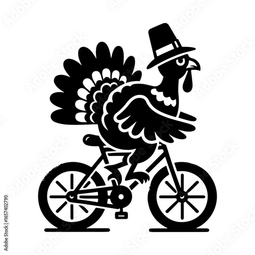  thanksgiving character mascot of a turkey riding a bicycle