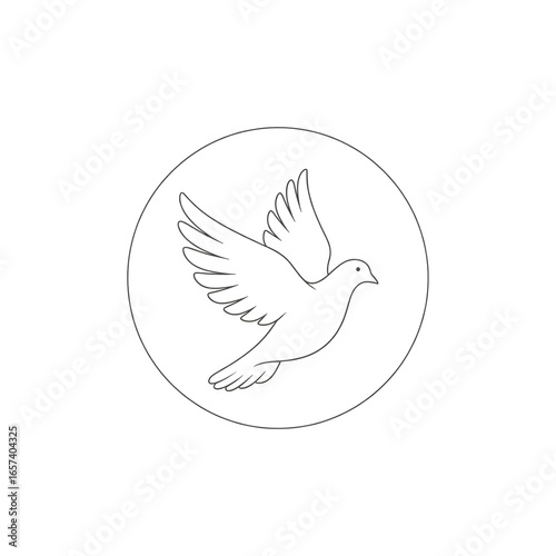 White Bird Silhouette in Circle Emblem