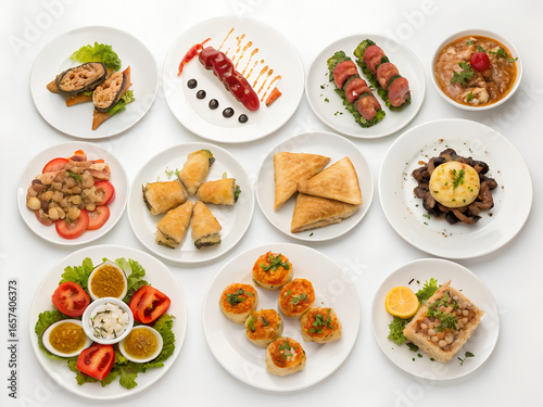 Wallpaper Mural Set of Various Plates of food on white background. Torontodigital.ca