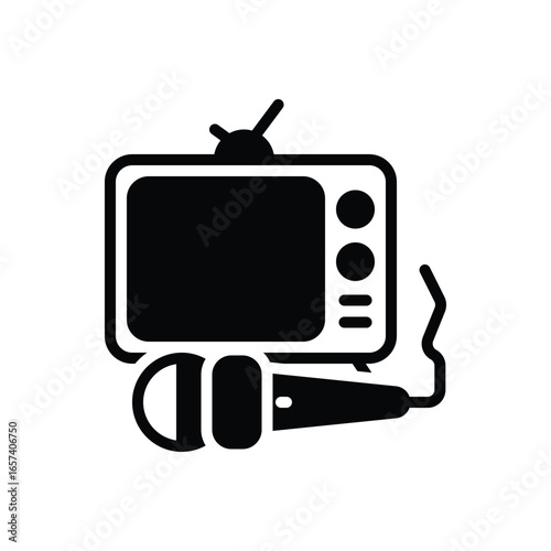 Black solid icon for media coverage