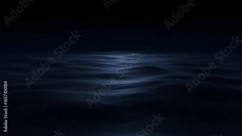 Abstract Dark Blue Water Surface with Gentle Waves and Sparkling Particles | Minimalist Ambient Video