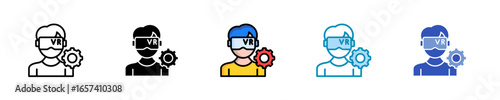 Virtual Reality  Icon Set Multiple Style Collection