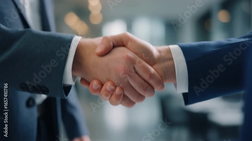 Business people shaking hands in agreement, closing a deal with partnership and trust