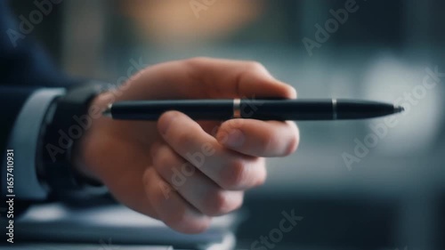 Business Hand Pointing with a Sleek Pen The Art of Professional Communication