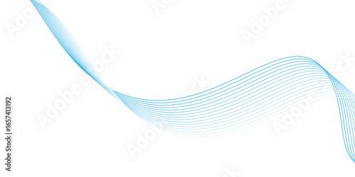Abstract blue smooth waves on white background. Dynamic sound waves. Design elements. vector eps10