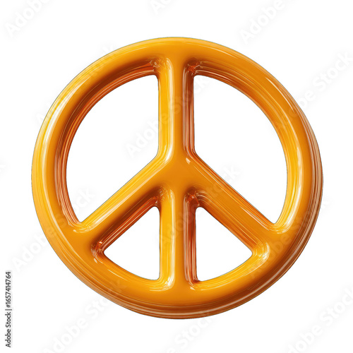 Orange peace symbol, 3D, circular