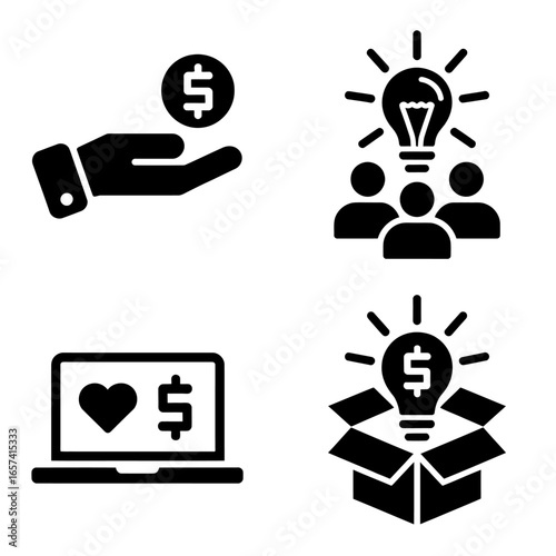 Innovative business icons representing creative ideas and successful financial strategies concepts