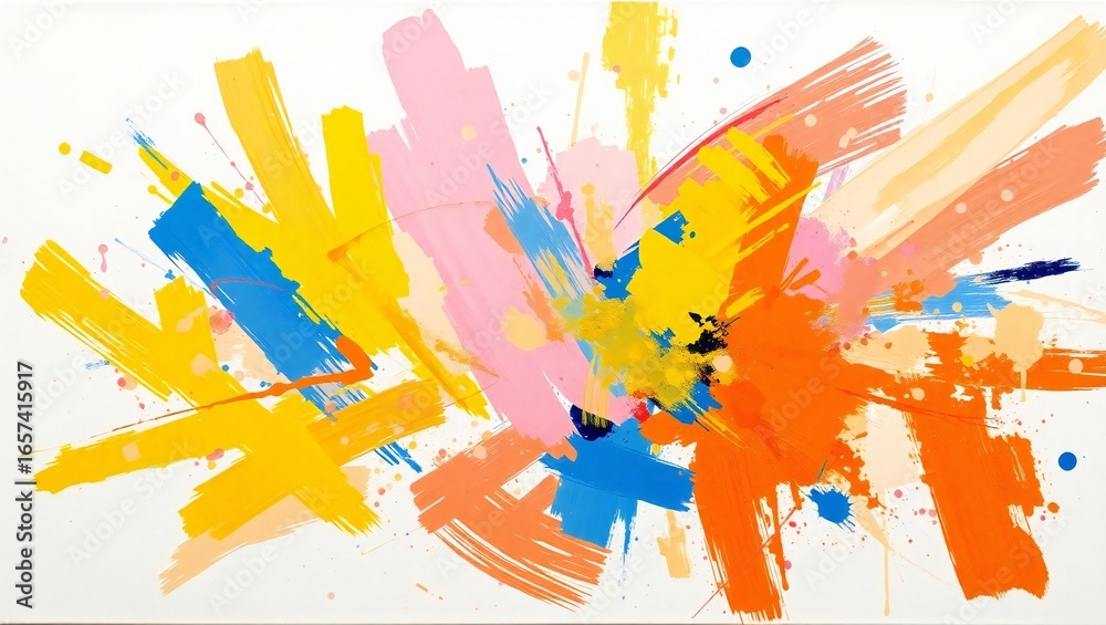 Obraz premium Vibrant abstract explosion of colorful paint strokes and splatters