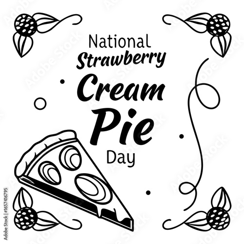 NATIONAL STRAWBERRY CREAM PIE DAY vector illustration