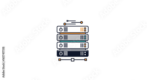 streamlined data center server illustration boosting website speed and reliability with efficient server stack visualization