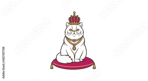 regal cat logo majestic persian cat wearing crown and jewels perfect for pet businesses luxury brands and royalthemed designs