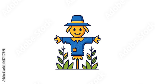 friendly scarecrow logo perfect for farms autumn businesses and childrens products a charming and approachable design for your brand