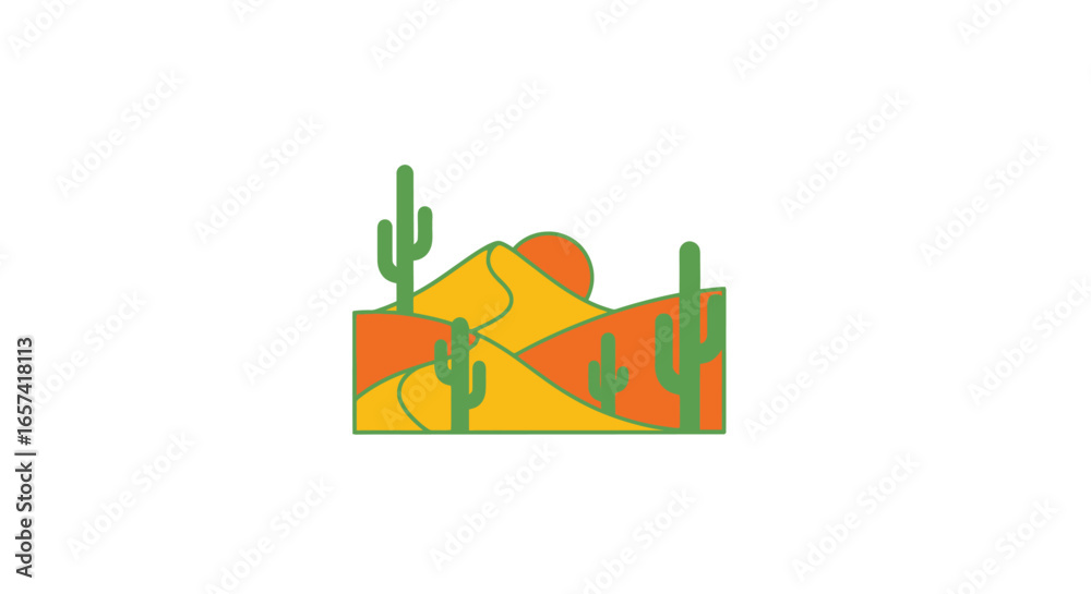 Obraz premium desert sunset logo simple minimalist cactus and dune design for southwest businesses travel agencies or ecofriendly brands