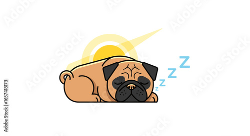peaceful pug sleeping logo adorable cartoon dog for pet businesses veterinary clinics and animal shelters