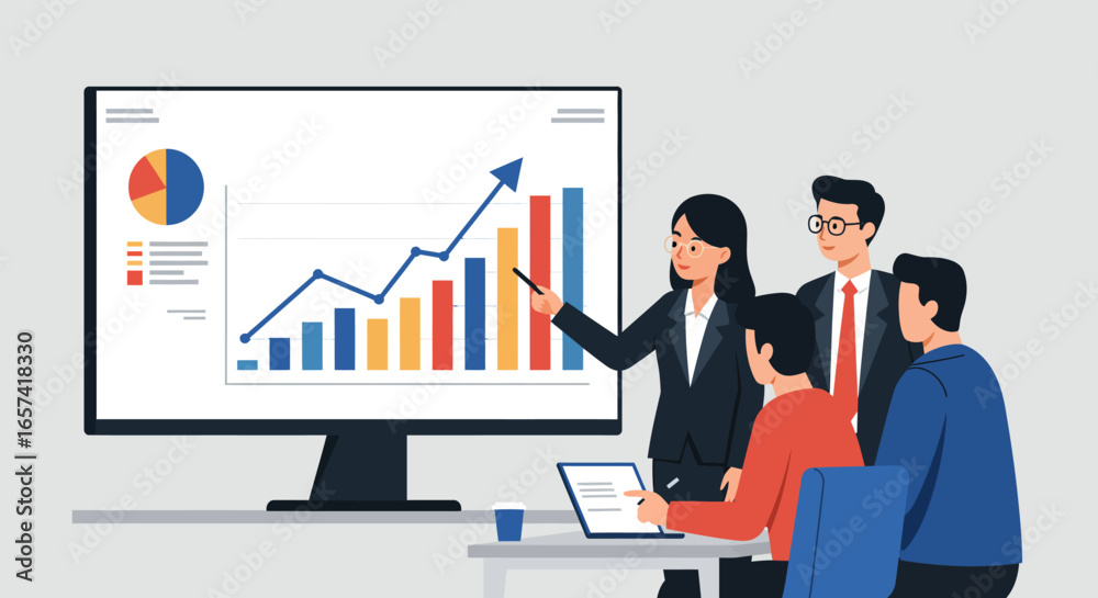 Fototapeta premium Business Team Analyzing Financial Growth Charts Together.
