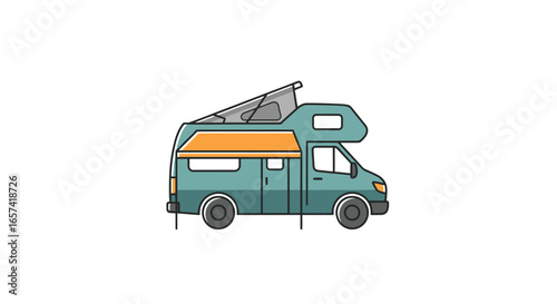 escape the ordinary a stylish campervan icon for travel adventure and freedom on the open road perfect for website banners app design and tourism marketing