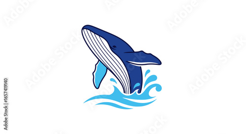 breaching whale logo perfect for marine conservation ocean adventure or aquatic businesses seeking a playful yet powerful brand identity
