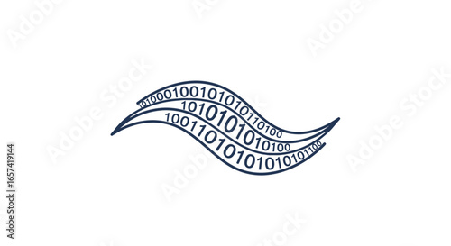 streamlined data flow logo modern binary code wave design for tech startups websites and digital branding