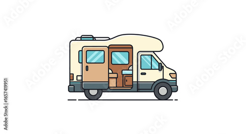 escape the ordinary illustrated campervan icon for travel adventure and road trip websites blogs and app designs