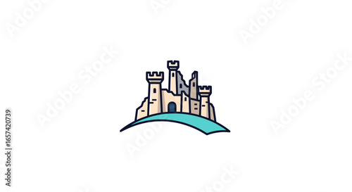 ruined castle logo a majestic design for history heritage and real estate brands seeking a symbol of strength resilience and enduring legacy