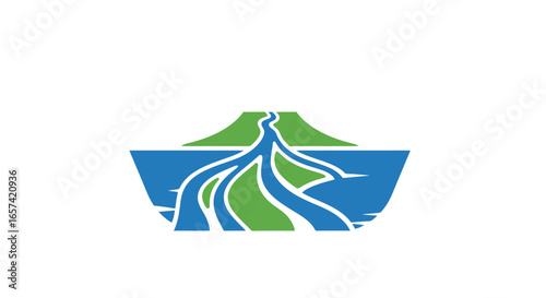 river delta logo representing environmental conservation sustainability and water resource management for ecoconscious businesses