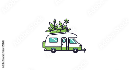 ecofriendly campervan logo perfect for sustainable travel nature tourism and green businesses seeking a visually appealing brand identity
