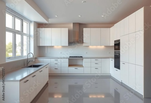 Wallpaper Mural Empty kitchen in new residential house, ready for appliances, flooring, modern Torontodigital.ca