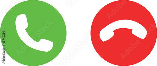 Phone call and end button icon isolated on transparent background. phone receiver.