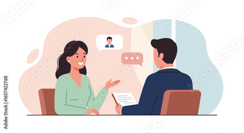 Two People in a Business Interview Illustration.