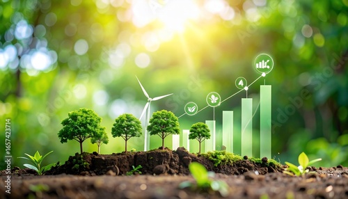 Visualizing ecological growth and sustainable financial success with wind energy and nature
