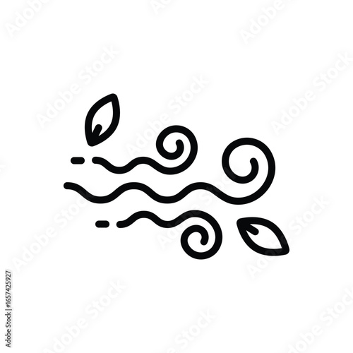 Black line icon for wind