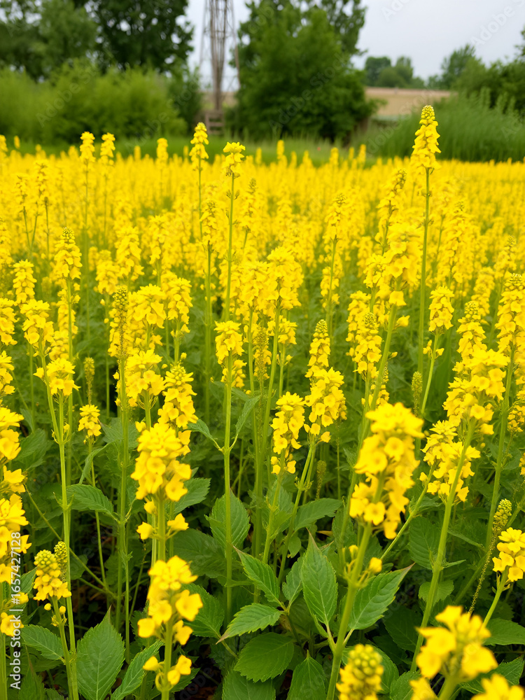 Obraz premium Yellow Rapeseed plants agriculture cultivated for oil, which is healthy in diet. But the field stinks a lot because sulfur compounds, and pungent odor