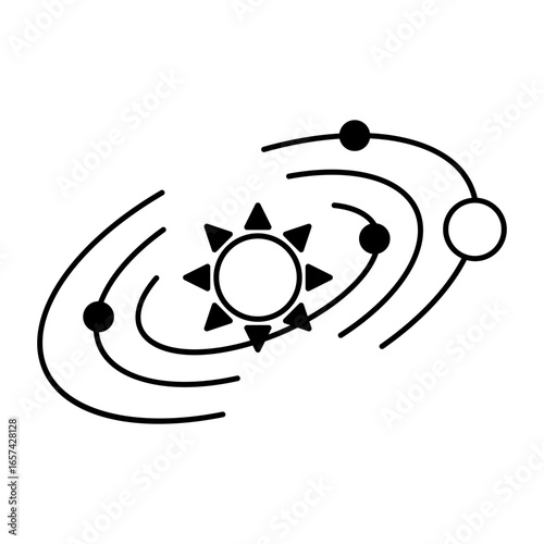A sketchy style icon depicting celestial orbit
