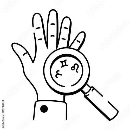 A sketchy style icon depicting palm reading

