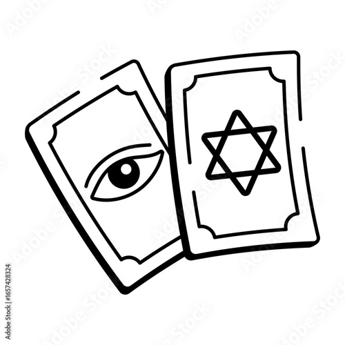 A sketchy style icon depicting tarot card
