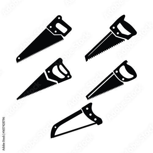 Collection of hand saw silhouettes for woodworking and diy projects silhouette