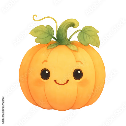 A Happy and Smiling Pumpkin with a Friendly Face Perfect for Halloween Celebrations