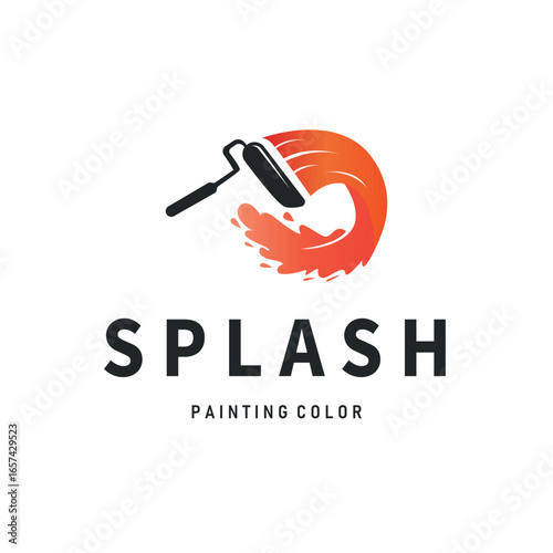 illustration design logo paint brush liquid paint colorful and unique premium symbol icon