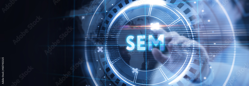 Obraz premium SEM Search Engine Optimization Marketing Ranking concept for website.