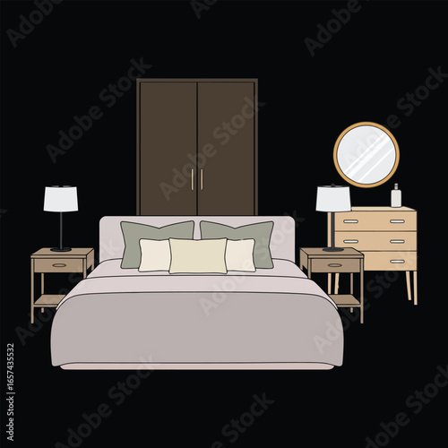How about naming the image: Modern bedroom with bed and luxurious interior design?