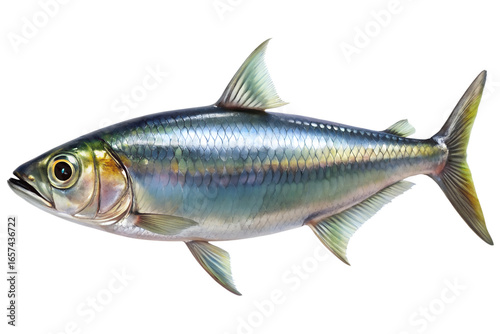 Atlantic Tarpon Fish Illustration Detailed Silver Color on Transparent Background