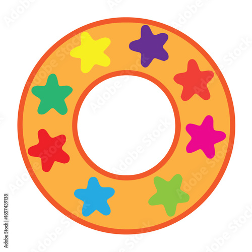 Vector cute artwork depicting adorable swim float ring, colorful composition, presenting bright rainbow tones that create fun, playful, and cheerful impression.