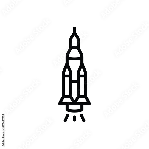 Black line icon for spacecraft