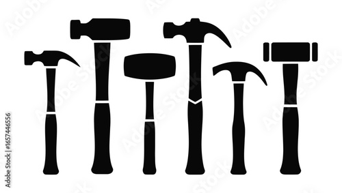 Collection of various hammer tools silhouette